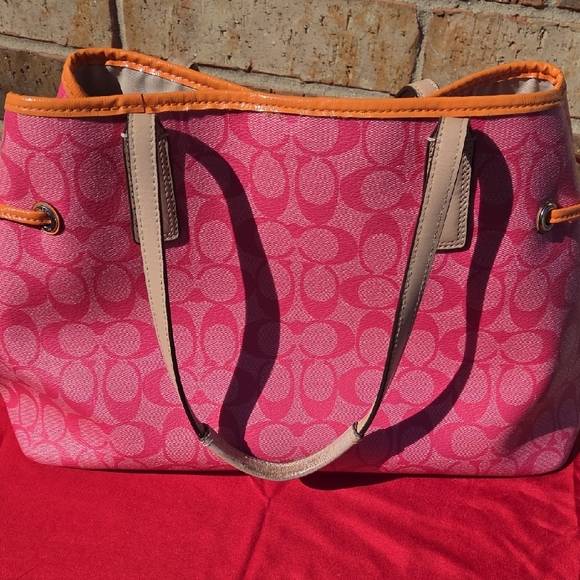 Coach Vibrant Pink and Orange Tote - Picture 2 of 12